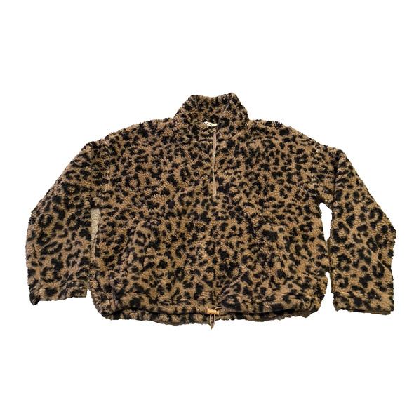 HIppie Rose Teddy Bear Sweater Womens Size Small Animal Print Pullover Fleece - Picture 1 of 11
